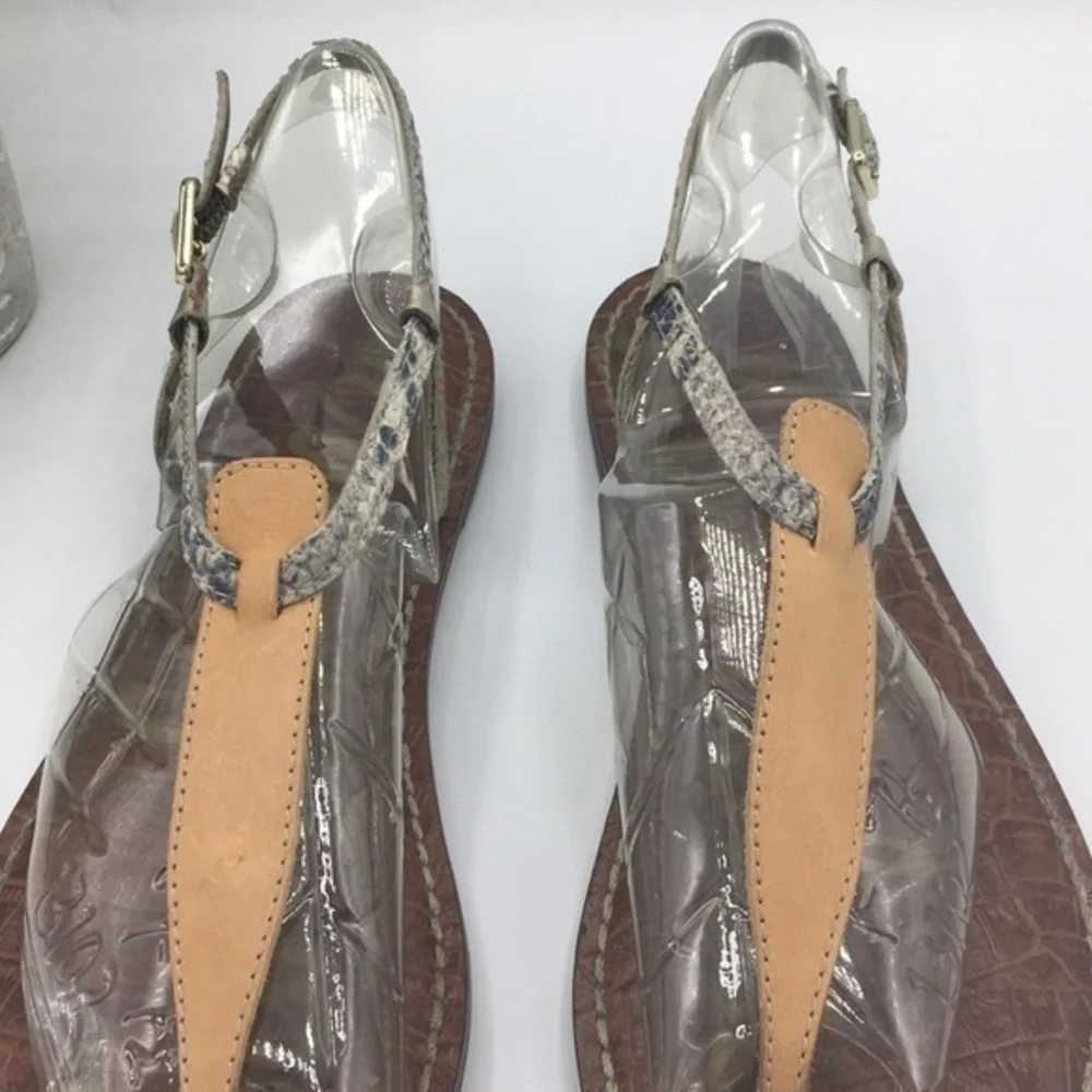 SAM EDELMAN Gigi snakeskin print thong toe sandals